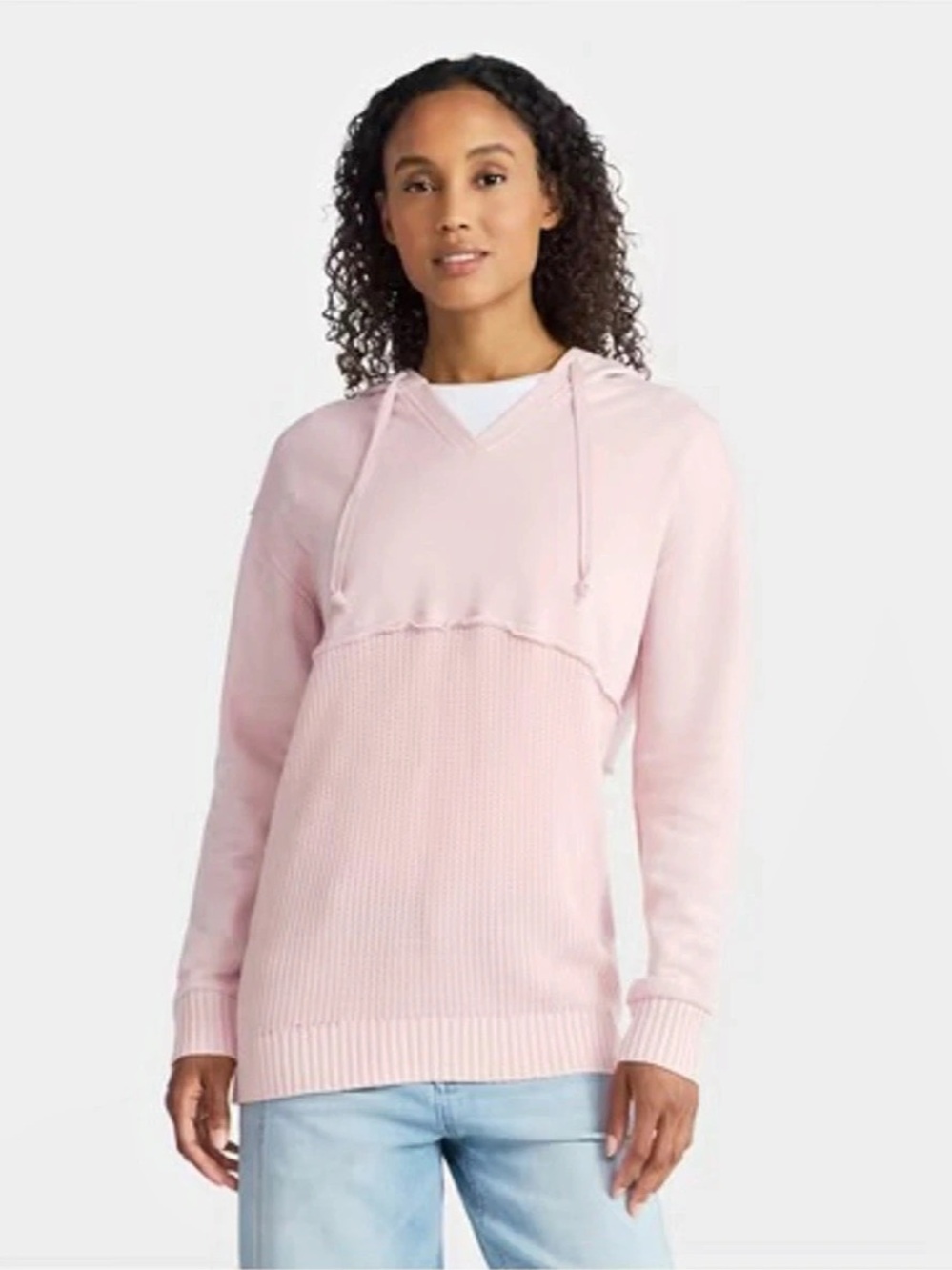 Time and Tru Color Block Hoodie Pink Size Large